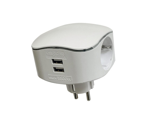 Adaptor priză Gelux 3500W cu încărcare USB max. 2000 mA Adaptor priză Gelux 3500W cu încărcare USB max. 2000 mA