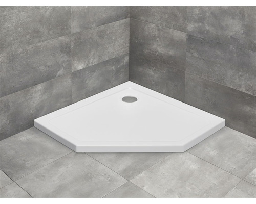 Cădiță de duș pentagonală Radaway Doros PT Compact 90x90x5 cm acril alb SDRPT9090-01