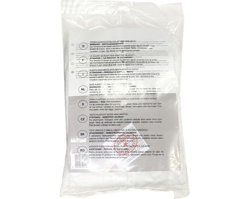 Sac de plastic cu avertismente multilingve