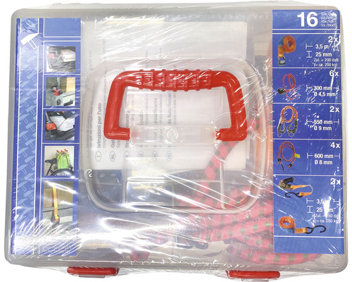 Set de 16 bucăți de întinzătoare de bagaje de diferite lungimi în cutie de depozitare