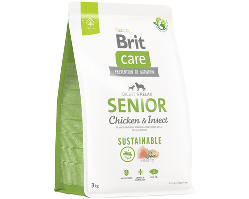 Hrană uscată pentru câini Brit Care Sustainable Senior cu pui şi insecte 3 kg