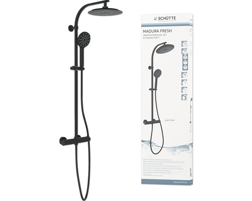 Sistem de duș Schütte Madura Fresh cu duș de cap și duș de mână în negru mat