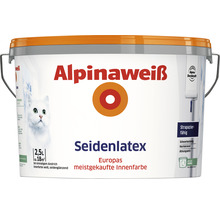 Vopsea pe bază de latex Alpinaweiss Seidenlatex albă 2,5 l-thumb-0