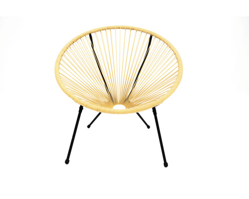 Scaun din răchită cu cadru metalic negru