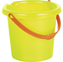 Găleată galbenă din plastic cu mâner portocaliu