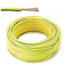 Cablu de împământare galben-verde înfășurat cu fir de cupru expus