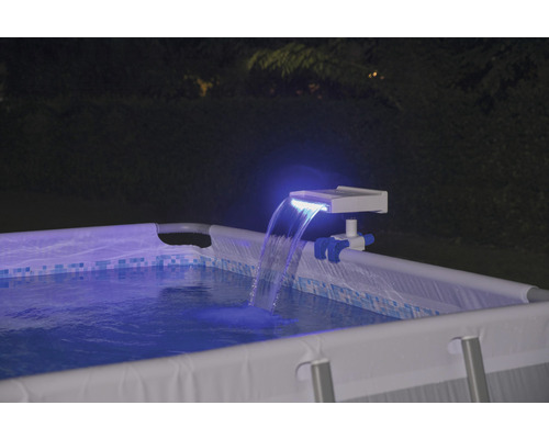 Piscină gonflabilă cu cascadă și iluminare