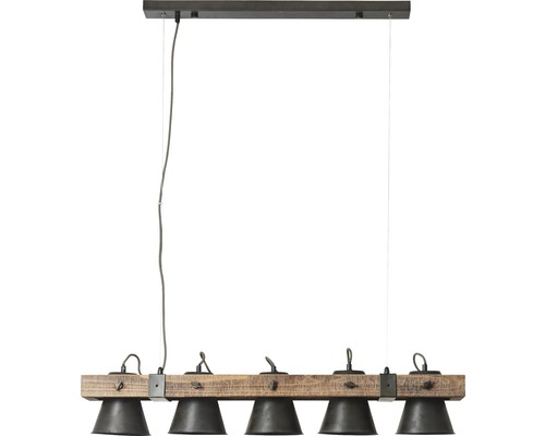 Lumină suspendată cu lemn și cinci abajururi