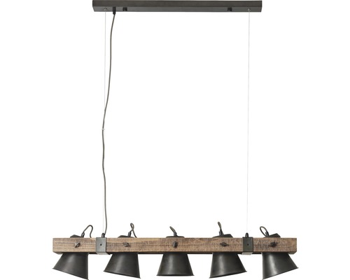 Lampa suspendată cu cinci lumini din lemn și metal