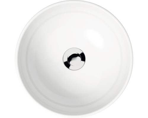 Vedere de sus a unei chiuvete rotunde cu set de scurgere