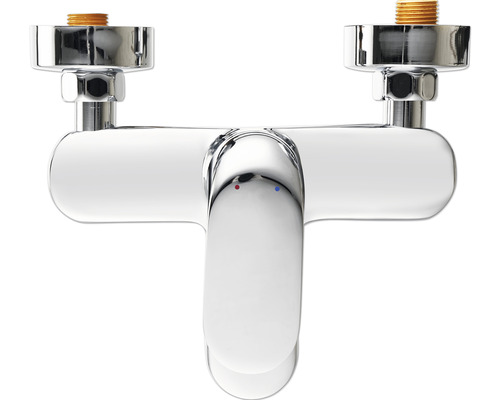 Baterie de baie cromată pentru montare pe perete