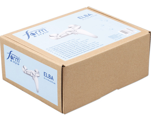Ambalaj de produs pentru o baterie de duș marca Form and Style, modelul Elba