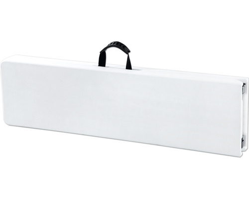 Masă pliabilă albă pliată cu mâner