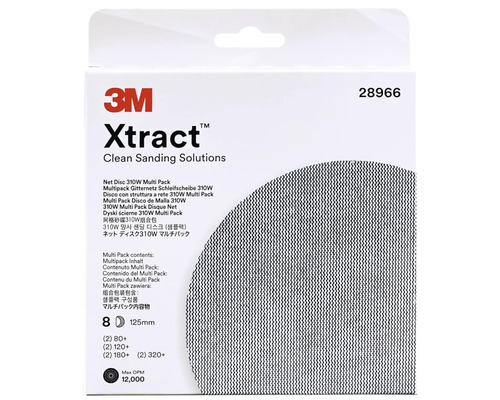 Set discuri abrazive 3M 125 mm, multi-pack 8 buc. Set discuri abrazive 3M Xtract, opt bucăți cu diametrul de 125 mm