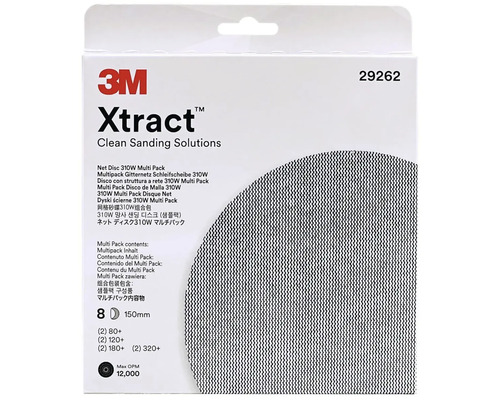 Set discuri abrazive 3M 150 mm, multi-pack 8 buc. Set discuri abrazive 3M Xtract cu diferite granulații, diametru 150 mm