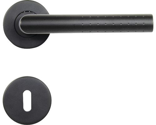 Mânere cu rozetă ușă interior Pertura Punktur, pentru cheie BB, oțel inoxidabil, negru