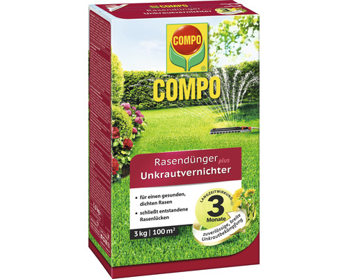 Îngrășământ gazon 2 în 1 Floranid UV Compo 3 kg 100 m² Pachet erbicid gazon Compo plus erbicid