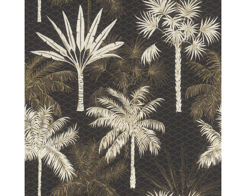 Tapet vlies 691306 Rhapsody Palm trees negru/auriu 10,05x0,53 m