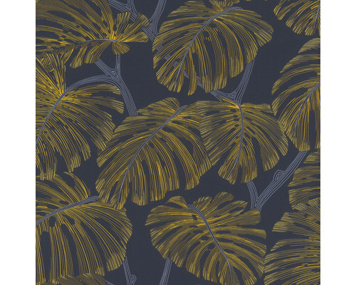 Tapet vlies 692105 Rhapsody frunze palmier albastru/galben 10,05x0,53 m