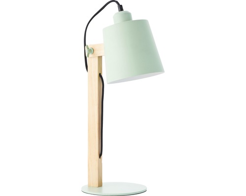 Lampă de masă cu picior din lemn și abajur