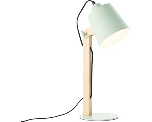 Lampă de masă cu bază din lemn și abajur
