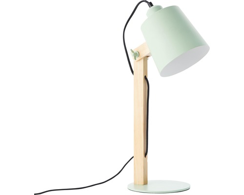 Lampă de masă cu bază din lemn și abajur reglabil