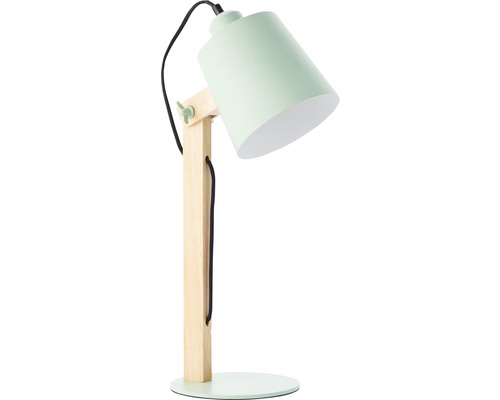 Lampă de masă cu picior din lemn și abajur