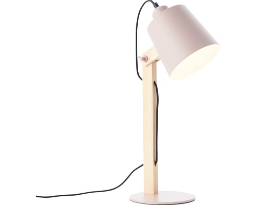 Lampă de masă cu picior din lemn și abajur