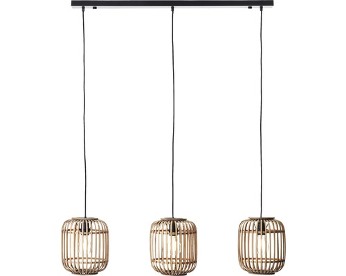 Lumină suspendată cu trei lămpi din bambus