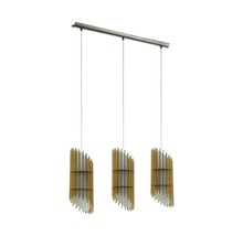 Lampa suspendată cu trei abajururi din lamele de lemn