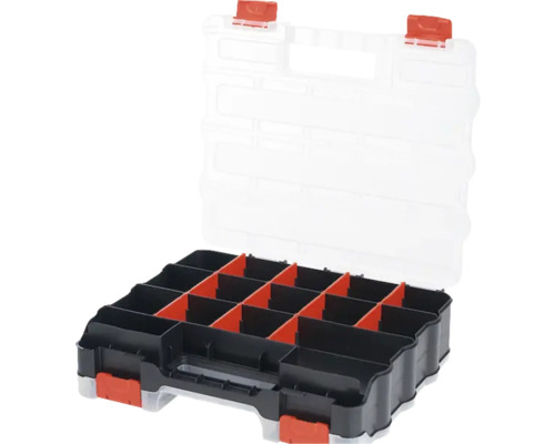 Cutie de sortare deschisă cu capac transparent și compartimente