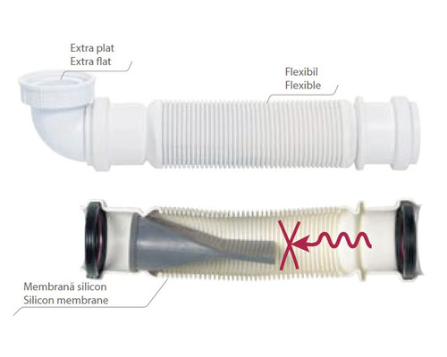 Sifon flexibil cu membrană siliconică