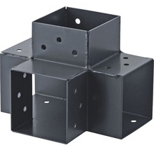 Conector grinzi lemn tip „X” Suki 90x90 mm, unghi 90°, oțel zincat negru-thumb-0