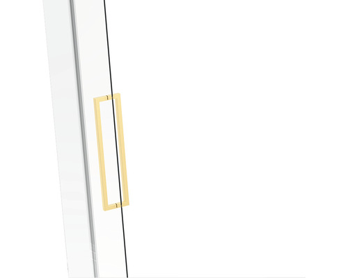 Detaliu cu o ușă de cabină de duș cu mâner dreptunghiular