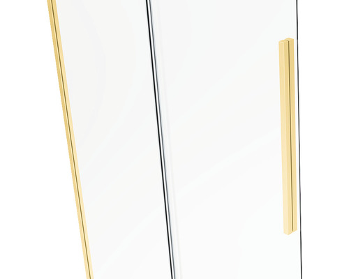 Detaliu cabină de duș cu perete de sticlă și mâner