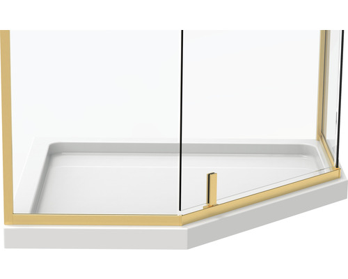 Duș cu cadă și cadru auriu