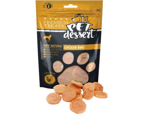 Recompensă pentru câini Pet's Dessert Ring cu pui fără cereale, gluten, lactoză și zahăr 80 g