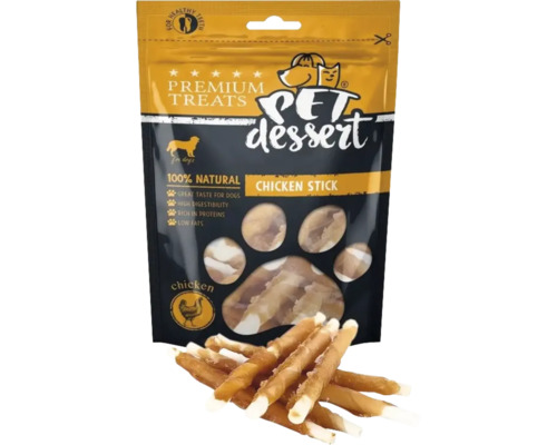 Recompensă pentru câini Pet's Dessert Sticks cu pui fără cereale, gluten, lactoză și zahăr 80 g