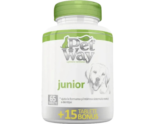 Supliment nutritiv pentru câini PetWay Junior 65 tablete+15 tablete