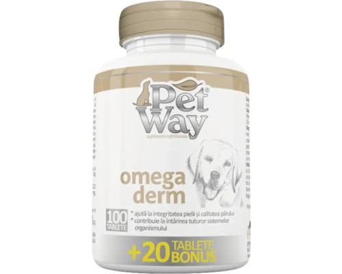 Supliment nutritiv pentru câini PetWay Omega derm 100 tablete+20 tablete Supliment nutritiv pentru câini PetWay Omega derm 100 tablete+20 tablete