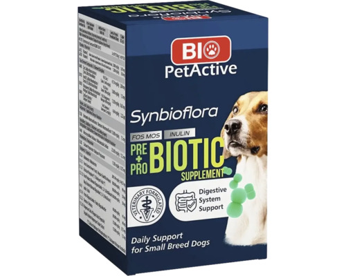 Supliment nutrititv Pre+Pro Biotic pentru câini Bio PetActive Talie Mică 60 tablete