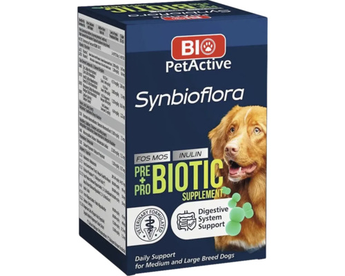 Supliment nutrititv Pre+Pro Biotic pentru câini Bio PetActive Talie Medie și Mare 60 tablete