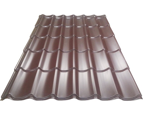 Țiglă metalică Bravo 1200x2900x0,45 mm brun ciocolată RAL 8017 Țiglă metalică Bravo 1200x2900x0,45 mm brun ciocolată RAL 8017
