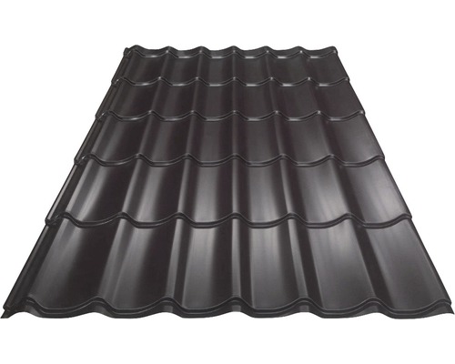 Țiglă metalică Bravo 1200x2550x0,4 mm maro ciocolată RAL 8019