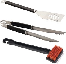 Set ustensile grătar cu spatulă, clește și perie pentru grătar