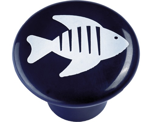 Buton pentru mobilă Hettich Colours & Kids Ø32mm, plastic albastru/imagine pește