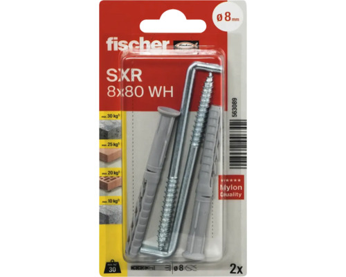 Dibluri fischer SXR 8 x 80 milimetri cu șurub cu cârlig în set