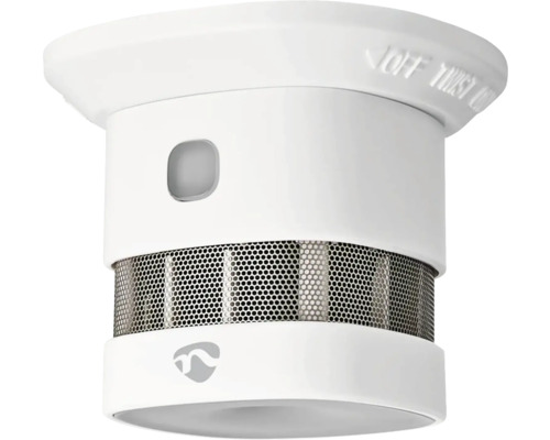 Detector de fum Nedis SmartLife max. 10 ani, baterie inclusă, conexiune Zigbee Detector de fum cu buton de test și grilaj