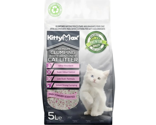 Așternut igienic pentru litieră pisici Premium KittyMax Baby Powder 5 l