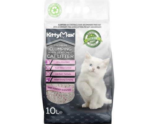 Așternut igienic pentru litieră pisici Premium KittyMax Baby Powder 10 l